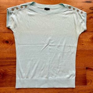 Talbots Light Blue Knit Short Sleeve Shirt Top Size S